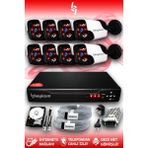 BAYICAM 8 Kameralı Panda 8 Dış Kamera Set 1 TB HDD Full HD Gece Görüşlü Güvenlik Kamerası Sistemi