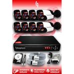 BAYICAM 8 Kameralı Panda 8 Dış Kamera Set 100 GB HDD Full HD Gece Görüşlü Güvenlik Kamerası Sistemi