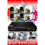 Bayicam 8 Kameralı Ultra 4 İç Kamera Set 2 TB 5 MP 2K Net Renkli Gece Görüşlü Güvenlik Kamerası Sistemi