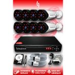 BAYICAM 8 Kameralı Uzay 8 Dış Kamera Set 2 TB HDD Full HD Gece Görüşlü Güvenlik Kamerası Sistemi