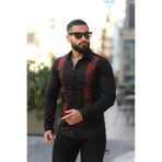 BAYIM Erkek Slim-Fit Dikey Gül Nakış İşlemeli Premium Lüks Gömlek