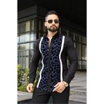 BAYIM Erkek Slim-Fit İtalyan Yaka Kadife Panel Detaylı Premium Lüks Gömlek