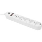 Bayındır Elektronik 4’lü Ekonomik Paket Anahtarlı Akım Korumalı LED Işıklı Grup Priz 4 Priz + 3 USB Giriş - Beyaz