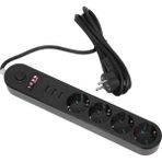Bayındır Elektronik 4’lü Ekonomik Paket Anahtarlı Akım Korumalı LED Işıklı Grup Priz 4 Priz + 3 USB Giriş - Siyah