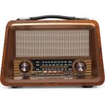 Bayındır Elektronik Gerçek Ahşap Eskitme Bluetooth Hoparlör Mp3 Çalar Müzik Kutusu Nostaljik Radyo - Açık Kahverengi