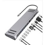 BAYINDIRELEKTRONİK 14 In 1 Macbook Uyumlu Type-C Hub USB 3.0-SD/TF-RJ45-HDMI-VGA-USB-C 60W Dönüştürücü Çoklayıcı