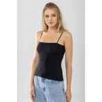 Baykar Kadın İnce İp Askılı Pamuklu Basic Atlet Siyah - 2XL