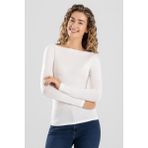 Baykar Kadın Modal Likralı Kayık Yaka Uzun Kollu Body 6318 Krem - XL