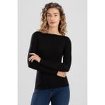Baykar Kadın Modal Likralı Kayık Yaka Uzun Kollu Body 6318 Siyah - XL