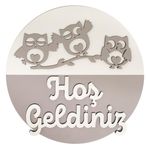 Baykuş Ailesi Hoş Geldiniz Kapı Süsü, Hassas Lazer Kesim 3 Boyutlu Dekoratif Duvar Süsü (Deretaşı)