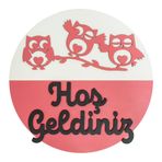 Baykuş Ailesi Hoş Geldiniz Kapı Süsü, Hassas Lazer Kesim 3 Boyutlu Dekoratif Duvar Süsü (Maya)