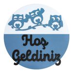 Baykuş Ailesi Hoş Geldiniz Kapı Süsü, Hassas Lazer Kesim 3 Boyutlu Dekoratif Duvar Süsü (Nazarlık)