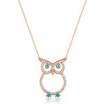Baykuş Kolye - Nazar Göz Mineli Rose Gold Kaplama 925 Ayar Gümüş - Uvps100186