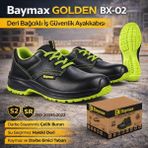 Baymax Golden Bx-02 Deri Bağcıklı Iş Güvenlik Ayakkabısı 40 No - Siyah - Sarı