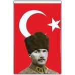 Bayrak Mustafa Kemal Atatürklü Bayrak Atalı Türk Bayrağı 50X75CM