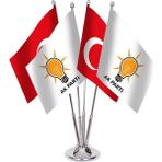 Bayrak Online Dörtlü Akparti Masa Bayrağı Takımı