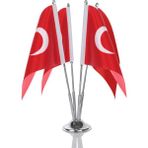 Bayrak Online Türk Masa Bayrağı Dörtlü Direkli Takım