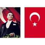 BAYRAKAL Atatürk Posteri ve Türk Bayrağı Kumaş 2'li Takım 500 x 750 cm