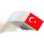 BAYRAKAL Eski Türk Devlet Bayrakları Sopalı 70x105cm; 17li Devlet Bayrakları