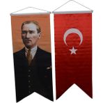 Bayrakal Kırlangıç Saten Türk Bayrağı Ve Atatürk Resmi