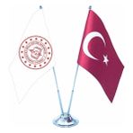 Bayrakal Milli Eğitim Yeni Logolu İkili Masa Bayrağı