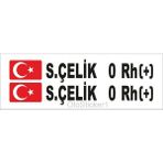 Bayraklı Ad Soyad Kan Grubu Oto Sticker 16*2 cm - Standart - Çok Renkli