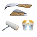 Bayram Aşı Bıçağı Paslanmaz 22 cm No:3 + Aşı Bandı + Eldiven (3'lü Set)