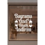 Bayrama Özel Büyük İndirim Yazılı Mağaza Cam Sticker, Vitrin Yazısı, Beyaz, 50x49 cm