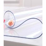 Bayramoğlu - 1.4 mm. 70X120 PVC Masa Örtüsü. Yaza özel, 50x70 dantel görünümlü pvc runner hediye - Şeffaf - 70 x 120 cm