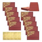 BAYTORY 10'lu Paket Altın Çiçek Desenli 4x6 Vintage Zarf, Davetiye için A6 Zarf, Düğün, Doğum Günü, Mezuniyet, Noel için Mühür Etiketli Tebrik Kartı Zarfı (Kırmızı)
