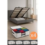 Baza Altı Uyumlu 4 Adet Lüks Pencereli Dolap Hurcu 64x45x22 Cm Beyaz Beyaz