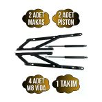 Baza Makası Yatak Baza Menteşesi Açılır Pistonlu Makas(750N Piston)(Tek Kişilik)(Takım)(Siyah) Siyah Siyah - 1 Takım