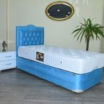 Baza Yatak Başlık 17493 Turkuaz Renk Metal Çelik Kasa Full Ort Yatak Kapitone Başlık 90*190