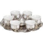Bazaar 4 Mırra Kahve Sunum Seti 6 Kişilik Beyaz - Gümüş