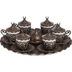 Bazaar 4 Osmanlı Motifli Nescafe Fincan Seti 6 Kişilik Antik Bakır