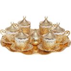 Bazaar 4 Osmanlı Motifli Nescafe Fincan Seti 6 Kişilik Sarı - Altın