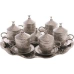 Bazaar 4 Osmanlı Şehzade Nescafe Fincan Seti 6 Kişilik Gümüş Renk