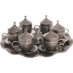 Bazaar 4 Osmanlı Şehzade Nescafe Fincan Seti 6 Kişilik Kalaylı - Metalik Gri