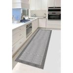 Bazaar Forum Pamuk Taban Dijital Baskı Kaymaz Tüy Dökmeyen Makinada Yıkanabilir Salon Halısı Mutfak Halısı - Gri - 120 x 500 cm