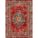 Bazaar Forum Pamuk Taban Dijital Baskı Kaymaz Tüy Dökmeyen Makinada Yıkanabilir Salon Halısı Mutfak Halısı - Kırmızı - 120 x 400 cm