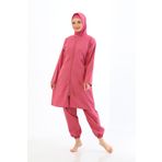 bazaar-turkey all you need Paraşüt Bol Paça Düz Renk Tesettür Mayo 1520-2-3 Gül Kurusu