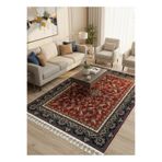 Bazaarforum Bambu Premium Etnik Desenli Salon Halısı, Koridor Halısı, Yatak Odası Halısı, Çok Desenli Kırmızı-Lacivert, 200 x 300