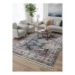 Bazaarforum Bambu Premium Etnik Desenli Salon Halısı, Koridor Halısı, Yatak Odası Halısı, Eskitme Antrasit, 100 x 300