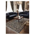Bazaarforum Bambu Premium Etnik Desenli Salon Halısı, Koridor Halısı, Yatak Odası Halısı, Gece Mavisi, 80 x 200