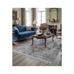 Bazaarforum Bambu Premium Etnik Desenli Salon Halısı, Koridor Halısı, Yatak Odası Halısı, Gri - kahve desen, 80 x 150