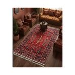 Bazaarforum Bambu Premium Etnik Desenli Salon Halısı, Koridor Halısı, Yatak Odası Halısı, Kırmızı Çok Desenli, 160 x 230