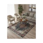 Bazaarforum Bambu Premium Etnik Desenli Salon Halısı, Koridor Halısı, Yatak Odası Halısı, Koyu Kahverengi, 120 x 180