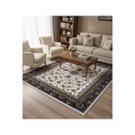 Bazaarforum Bambu Premium Etnik Desenli Salon Halısı, Koridor Halısı, Yatak Odası Halısı, Krem-Mavi, 80 x 200