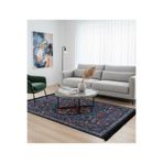 Bazaarforum Bambu Premium Etnik Desenli Salon Halısı, Koridor Halısı, Yatak Odası Halısı, Lacivert, 160 x 230