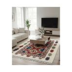 Bazaarforum Bambu Premium Etnik Desenli Salon Halısı, Koridor Halısı, Yatak Odası Halısı, Renkli desenler, 80 x 150